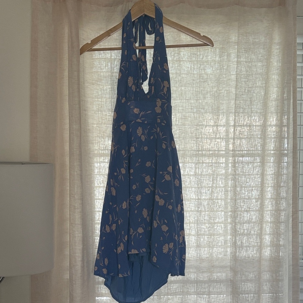 Lulu's Blue Floral Halter Dress